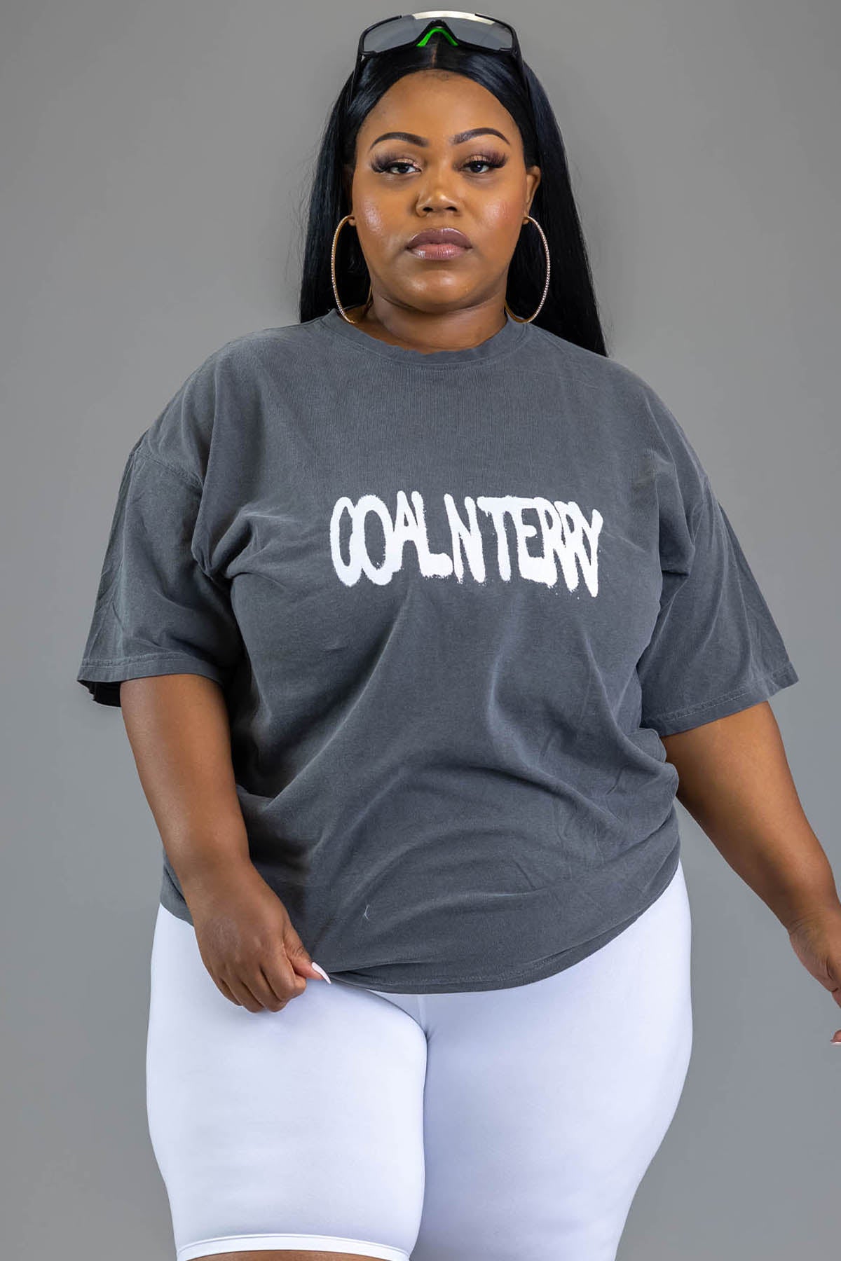 トップス soll. the label terry set charcoal DARK GREY N WHITE CNT SPRAY TEE – COAL N TERRY