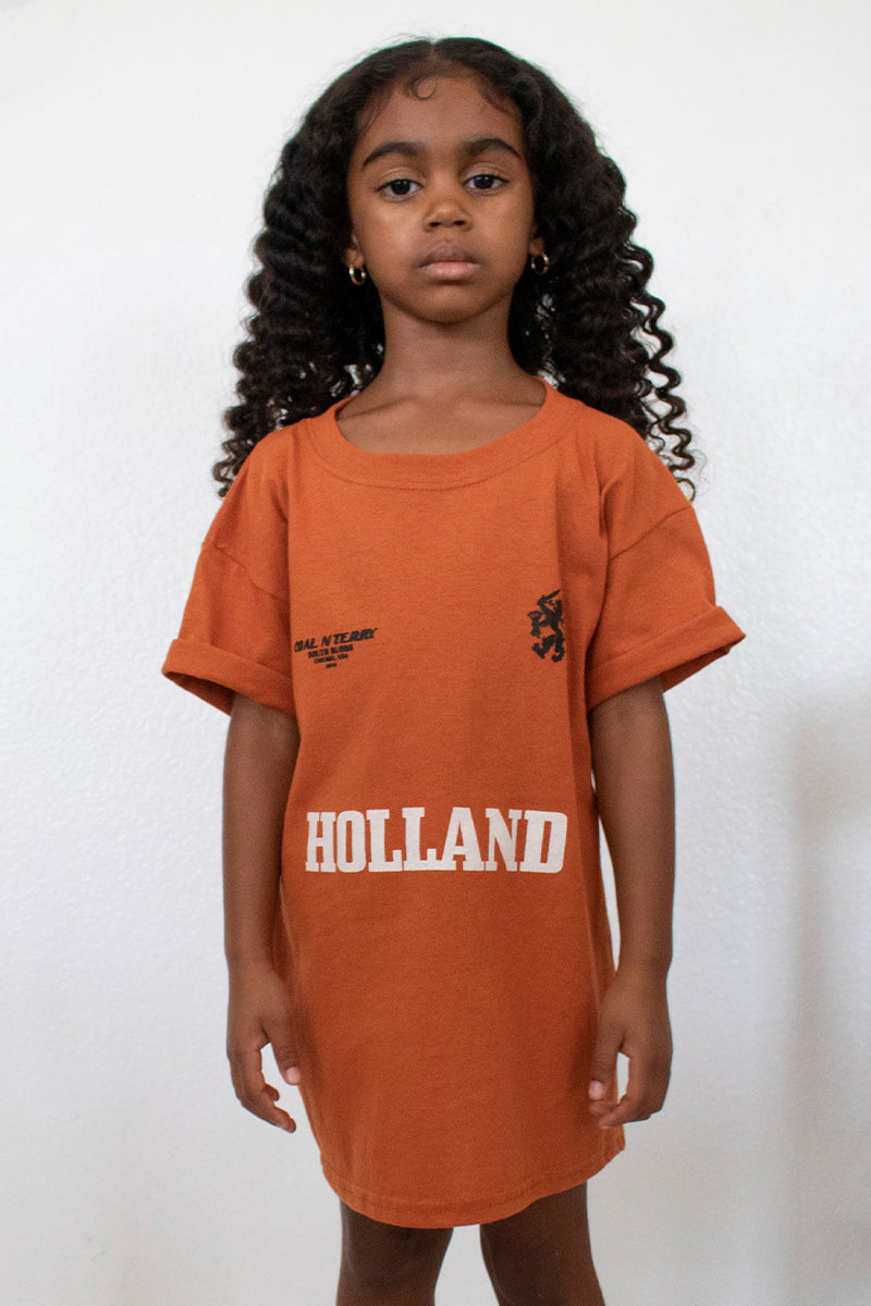 burnt orange t shirt dress KIDS BURNT ORANGE TEAM HOLLAND TEE XL
