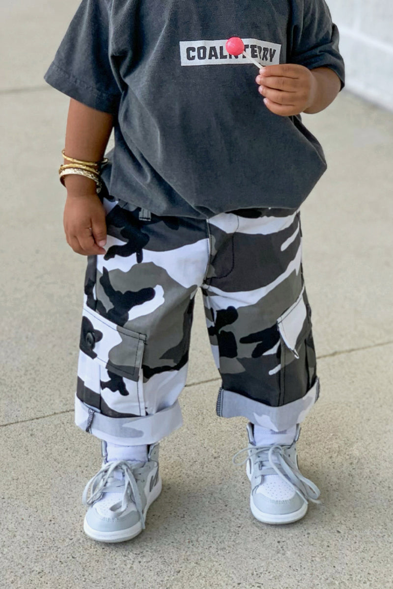 KIDS CNT COMBAT SHORTS ICY CAMO – COAL N TERRY - Main Image