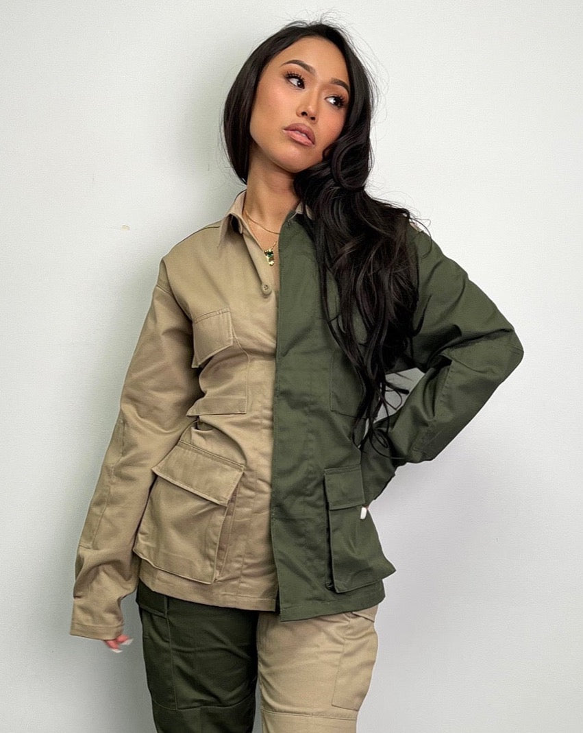 Army green hot sale cargo jacket