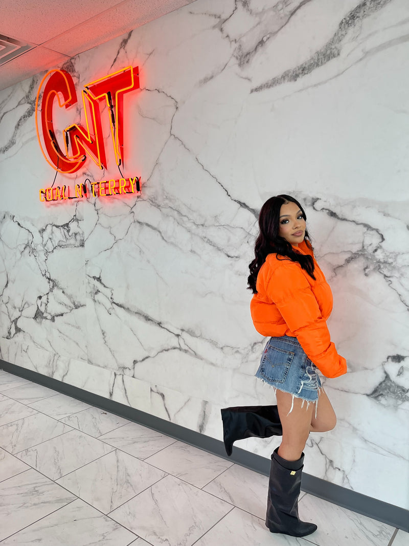 CNT CROPPED BOMBER JACKET - ORANGE