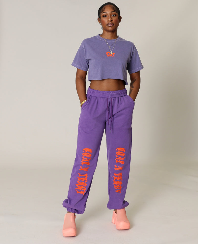 紫色与橙色 MEDI 慢跑裤