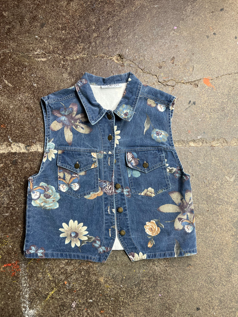 VTG FLORAL DENIM VEST