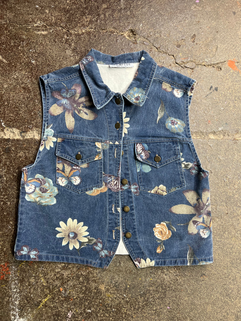 VTG FLORAL DENIM VEST