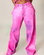 阔腿牛仔裤-粉色