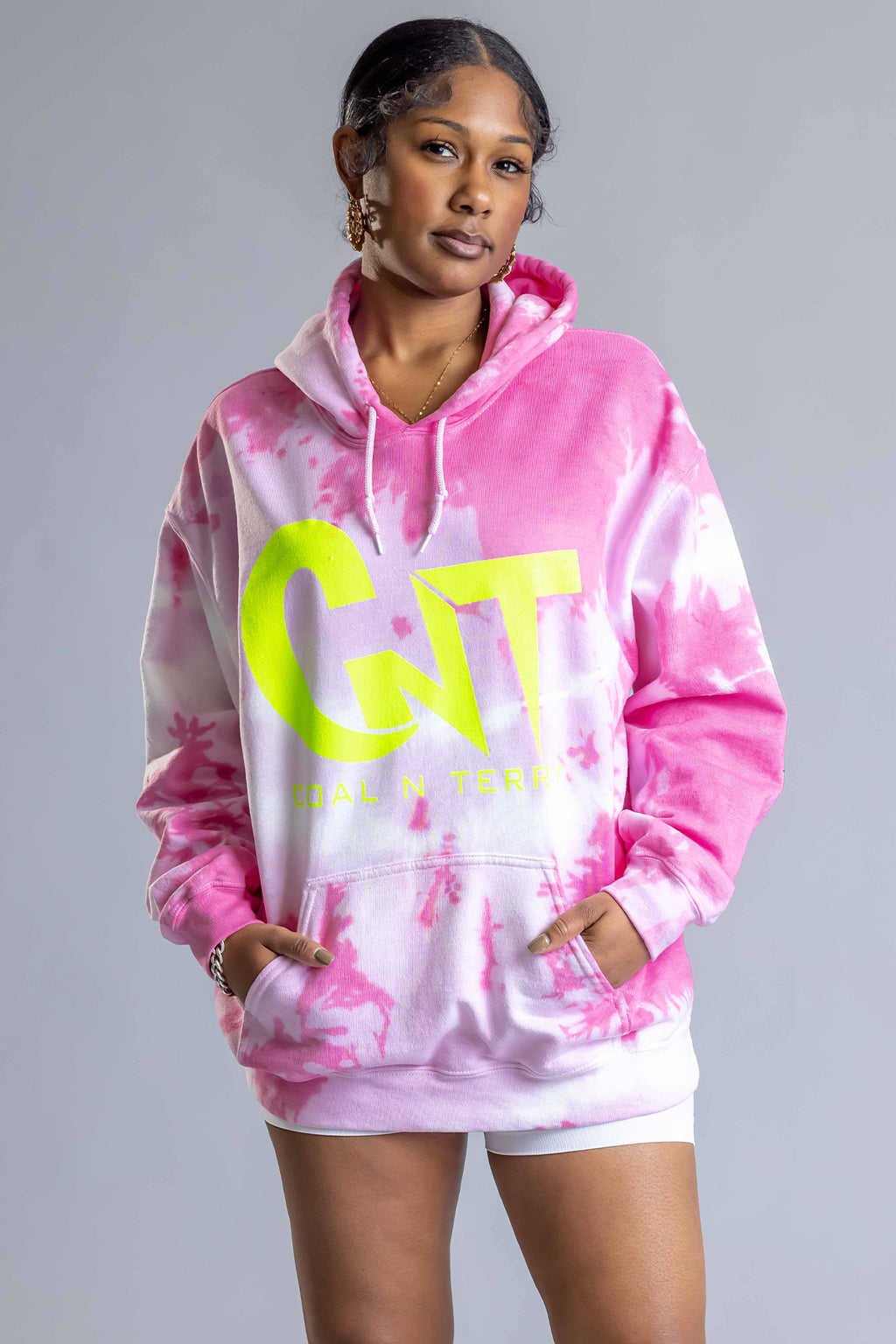 Pink and white hot sale tie dye hoodie