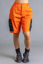 橙色拼布作战短裤