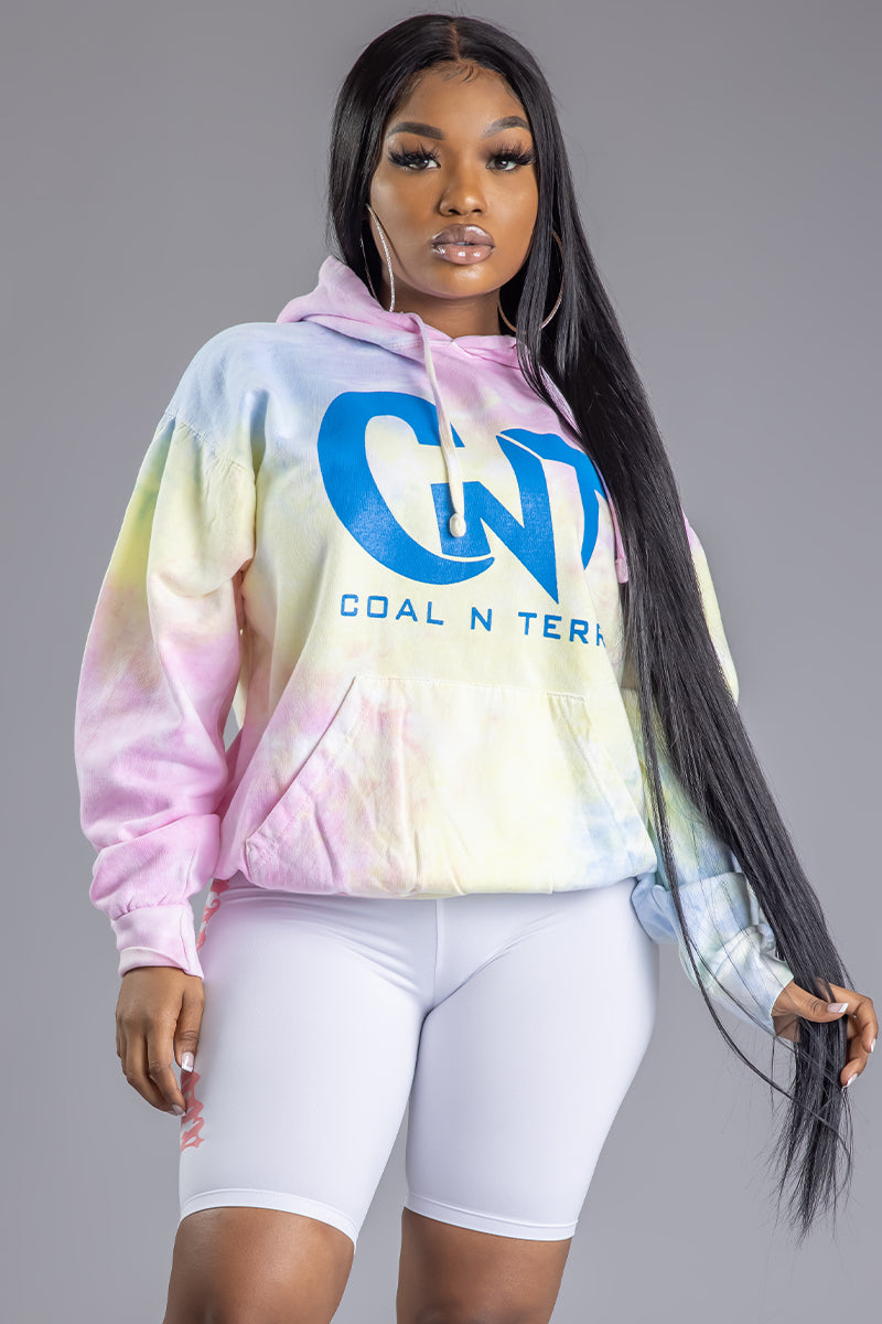 WHITE TIE DYE CNT ACTION HOODIE