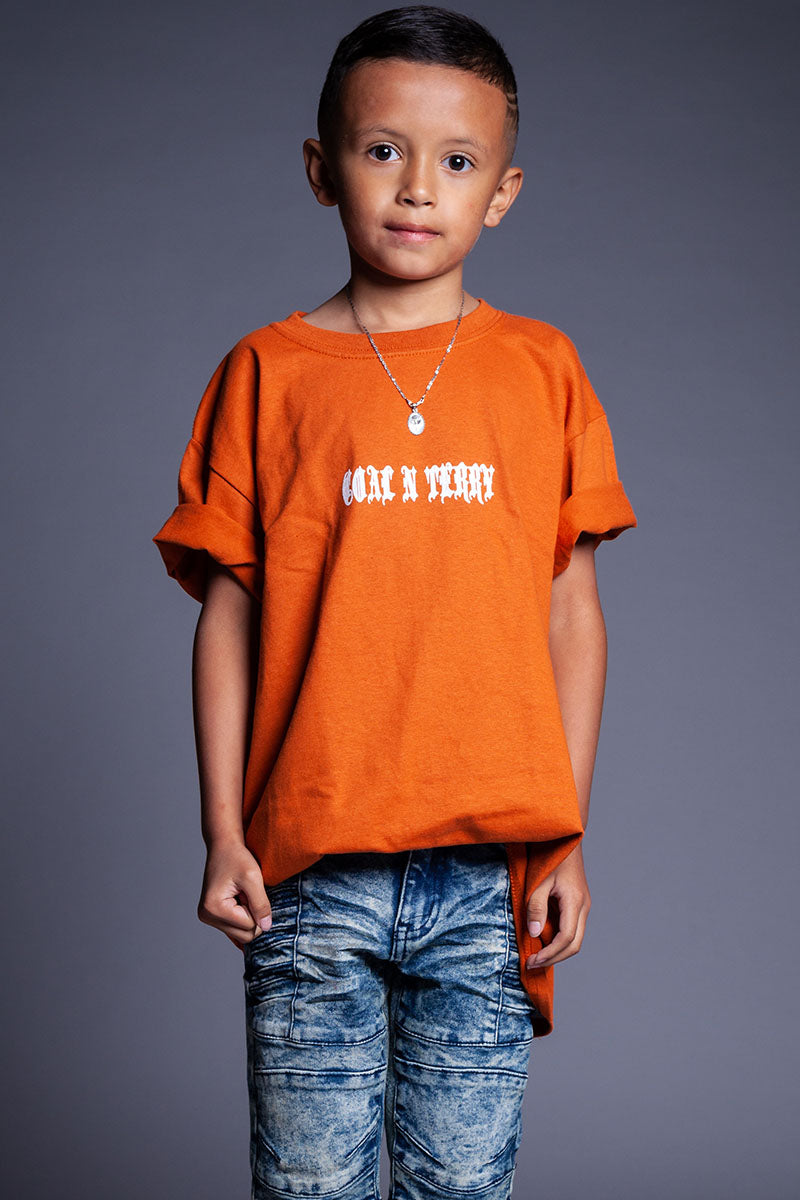 儿童橙白迷你医疗 T 恤