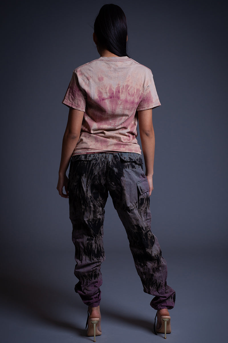 SMEARED DYE LACE UP TEE