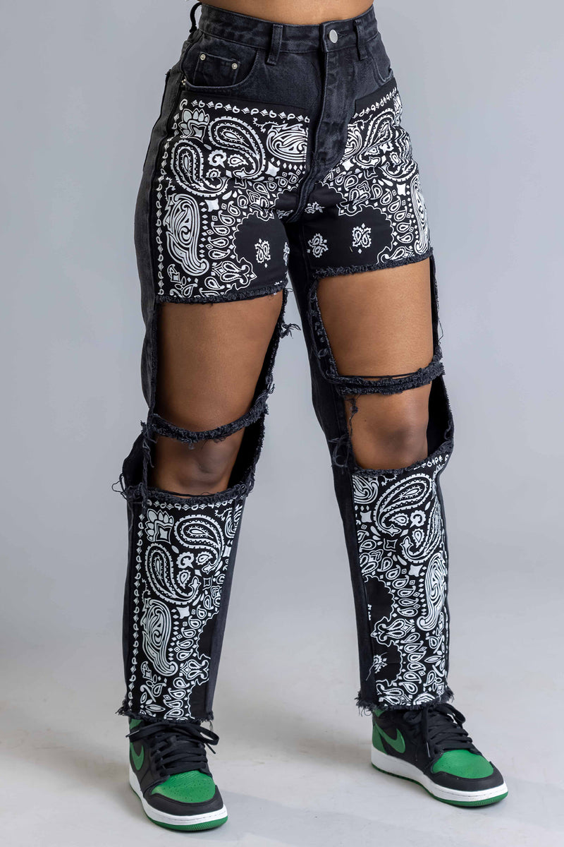 BLK BANDANA PATCH DENIM – COAL N TERRY