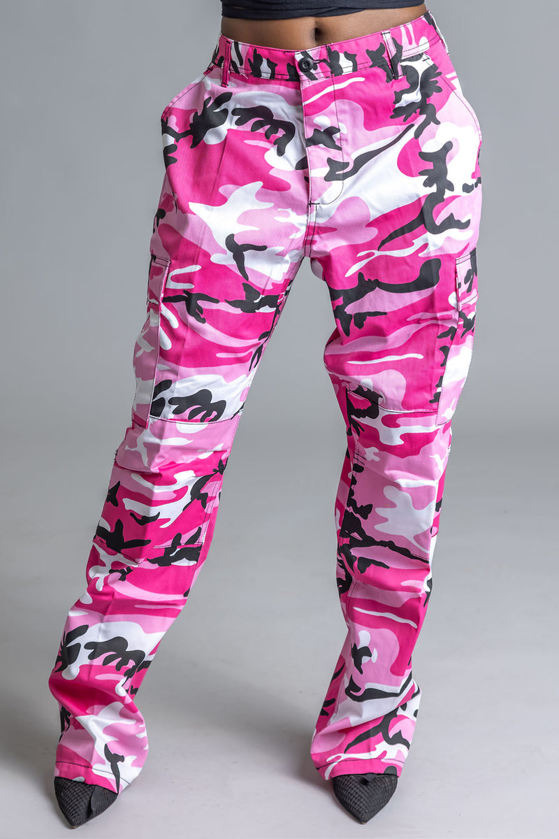 Pink Camo Cargo Capris Women VIP Jeans Pink Camouflage Cargo