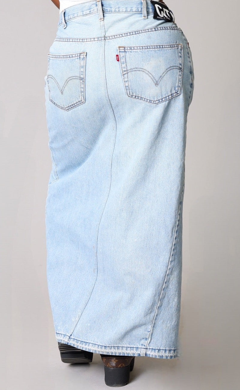 HOT Denim Midi Skirt Levis Denim Long Skirt CUSTOM LEVIS